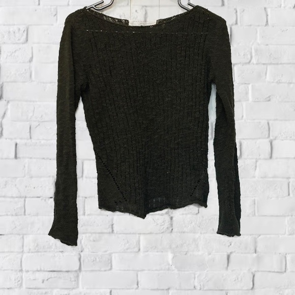 ZARA knit see-through kaki sweater- size medium - Picture 3 of 4